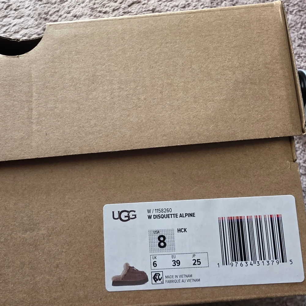 UGG Tan Shearling Lined Mules Disquette Alpine - Picture 2 of 4